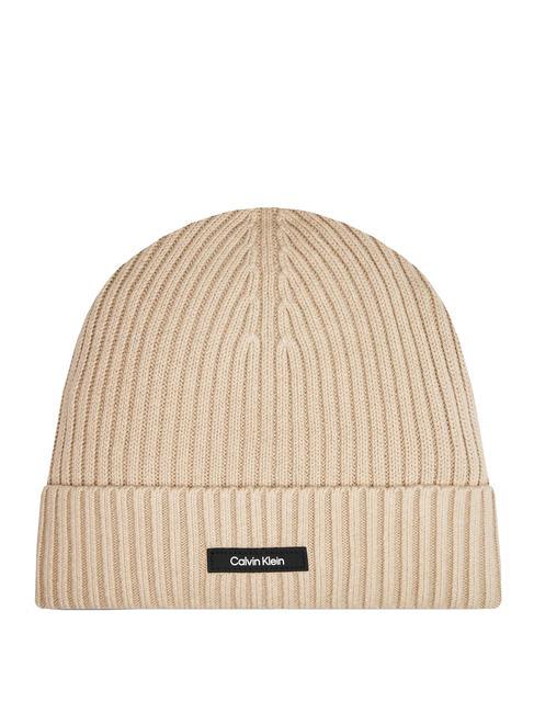 CALVIN KLEIN CLASSIC COTTON RIB Cappello in misto cotone stony beige - Sciarpe