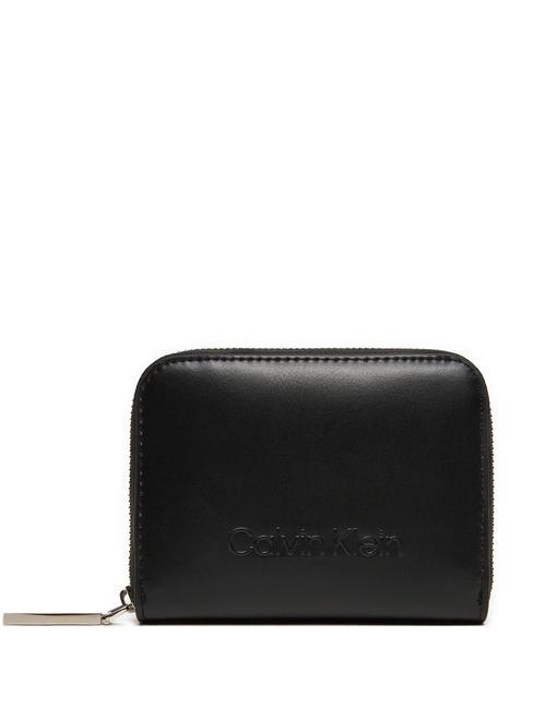 CALVIN KLEIN EMBOSSED CALVIN  Portafoglio zip around ck black - Portafogli Donna