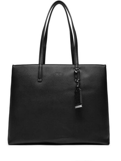 CALVIN KLEIN MUST Shopper a spalla black monogram pu - Borse Donna