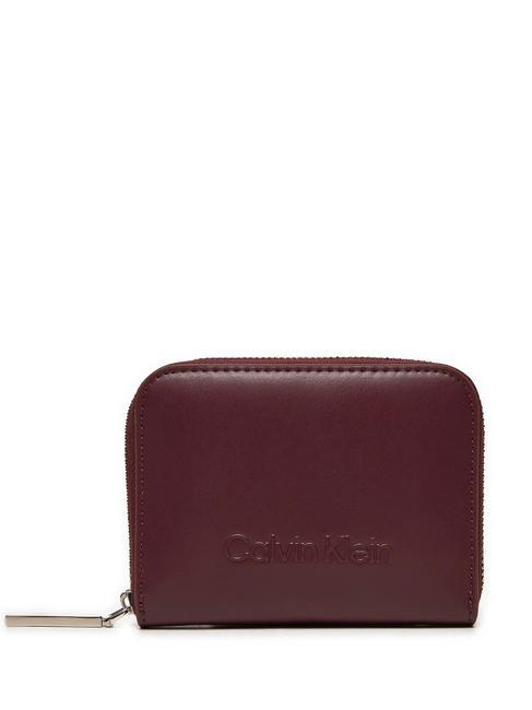 CALVIN KLEIN EMBOSSED CALVIN  Portafoglio zip around oxblood - Portafogli Donna