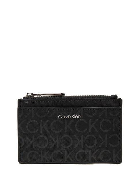 CALVIN KLEIN MUST  Portafoglio piatto black monogram pu - Portafogli Donna