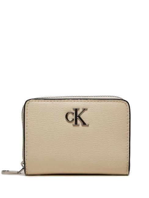 CALVIN KLEIN CK JEANS MINIMAL MONOGRAM  Portafoglio zip around medio birch - Portafogli Donna