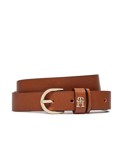 TOMMY HILFIGER ESSENTIAL EFFORTLESS Cintura in pelle accorciabile cognac - Cinture