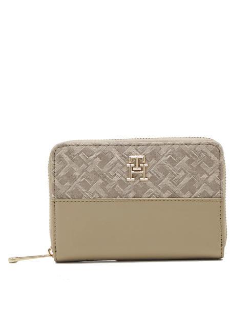 TOMMY HILFIGER JACQUARD Portafoglio medio zip around beige - Portafogli Donna