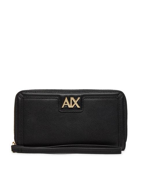 ARMANI EXCHANGE A|X METALLIC LOGO Portafoglio grande zip around black/black - Portafogli Donna