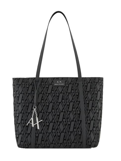 ARMANI EXCHANGE A|X Borsa shopping logo floccato Nero - Borse Donna