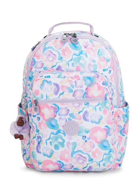 KIPLING SEOUL KIDS Zaino porta pc 15" aqua flowers - Zaini Scuola & Tempo Libero