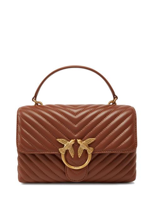 PINKO CLASSIC LADY LOVE BAG Borsa puff chevron cuoio-antique gold - Borse Donna