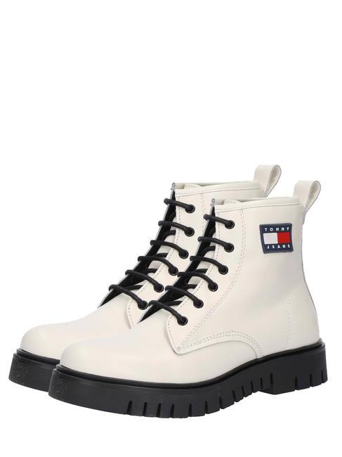 TOMMY HILFIGER TOMMY JEANS Lace Up Stivaletti in pelle ecru - Scarpe Donna