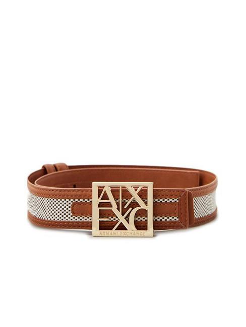 ARMANI EXCHANGE A|X BUCKLE Cintura con inserto in canvas PERU / CUOIO - Cinture