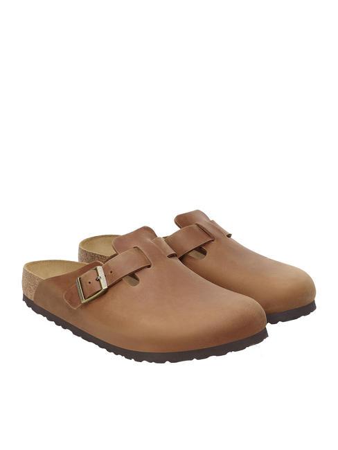 BIRKENSTOCK BOSTON Sabot ciabatta in pelle cognac - Scarpe Unisex