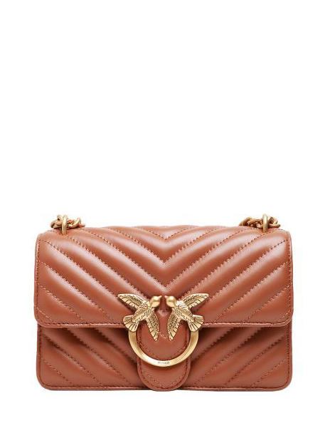 PINKO CLASSIC LOVE ONE Borsa in pelle nappa cuoio-antique gold - Borse Donna