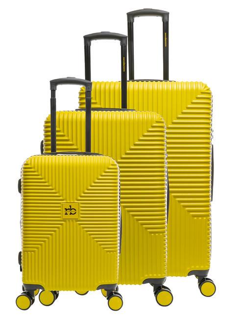 ROCCOBAROCCO ADVENTURE Set 3 trolley cabin, medio, grande yellow - Set Trolley