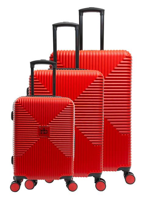 ROCCOBAROCCO ADVENTURE Set 3 trolley cabin, medio, grande red - Set Trolley