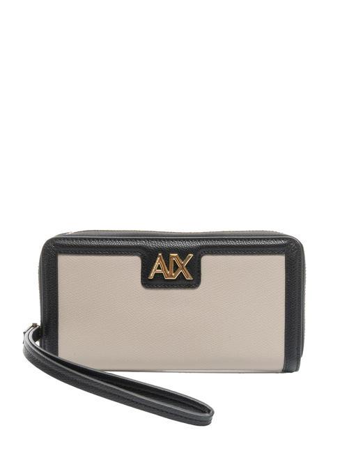 ARMANI EXCHANGE A|X METALLIC LOGO Portafoglio grande zip around off road/black - Portafogli Donna