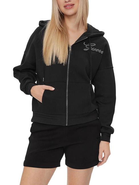 GUESS HOOD ZIP Felpa full zip con cappuccio jetbla - Felpe Donna