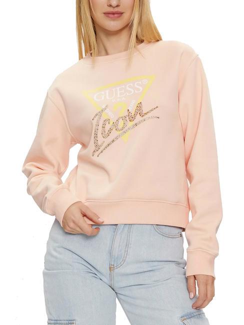 GUESS CN ICONIRT Felpa girocollo peach sky - Felpe Donna