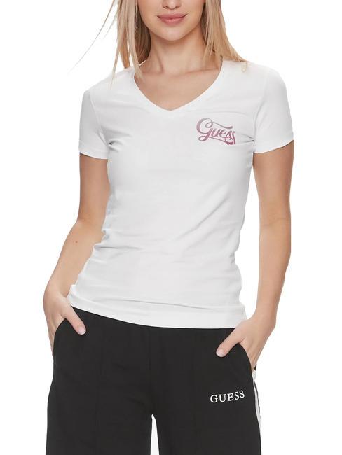 GUESS SS VN SHADED GLITTER T-shirt in cotone stretch purwhite - T-shirt e Top Donna