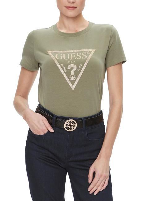 GUESS GOLD TRIANGLE T-shirt lichen leaf green - T-shirt e Top Donna