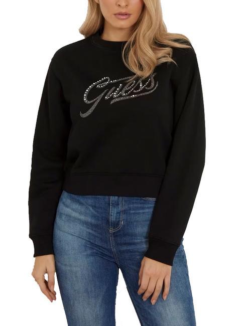 GUESS STONES LOGO Felpa girocollo con strass jetbla - Felpe Donna