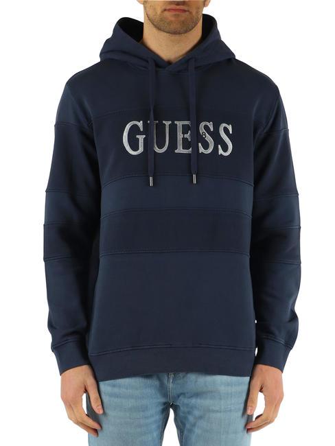 GUESS INSERTED Felpa logo con cappuccio smartblue - Felpe Uomo