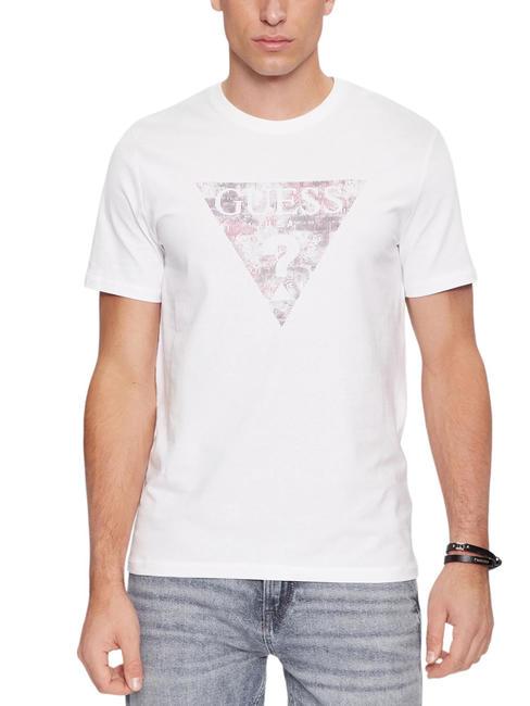 GUESS TRIANGLE GEL T-shirt in cotone stretch purwhite - T-shirt Uomo