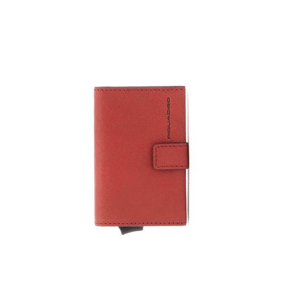 PIQUADRO BLACK SQUARE Astuccio portacard in pelle rosso2 - Portafogli Uomo