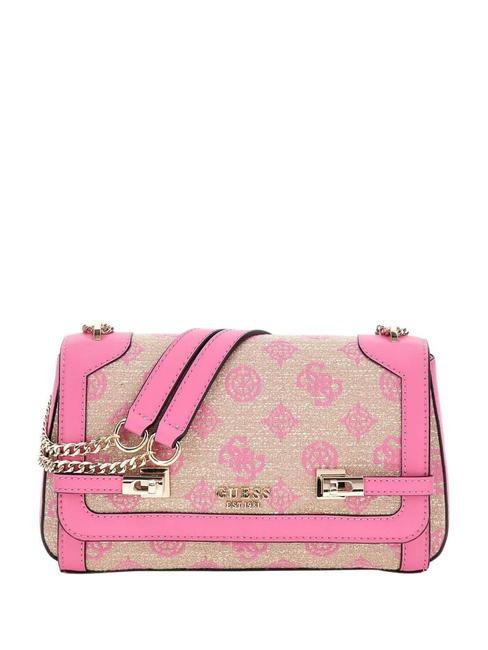 GUESS LORALEE Borsa convertible con flap pink logo - Borse Donna