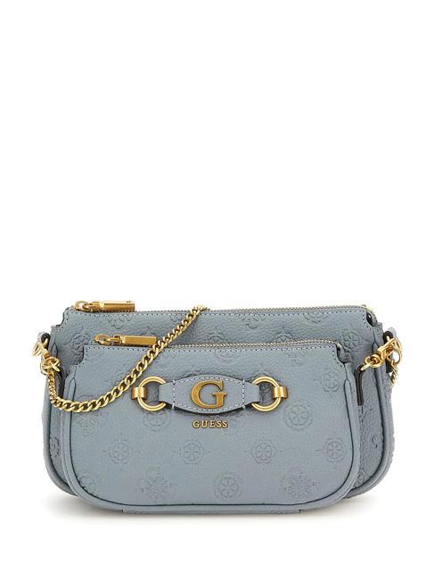 GUESS IZZY PEONY Borsa double a tracolla light denim logo - Borse Donna