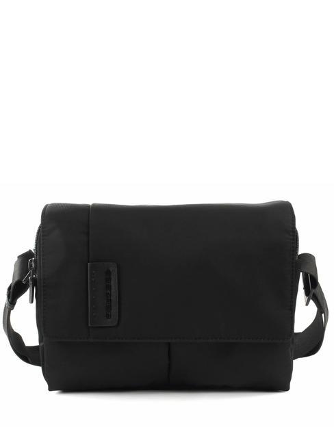 PIQUADRO P16  Messenger piccola in pelle e tessuto chevron nero - Cartelle Lavoro