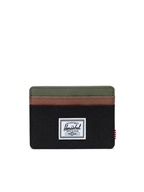 HERSCHEL CHARLIE  Portacard piatto black/four leaf clover/saddle brown - Portafogli Donna