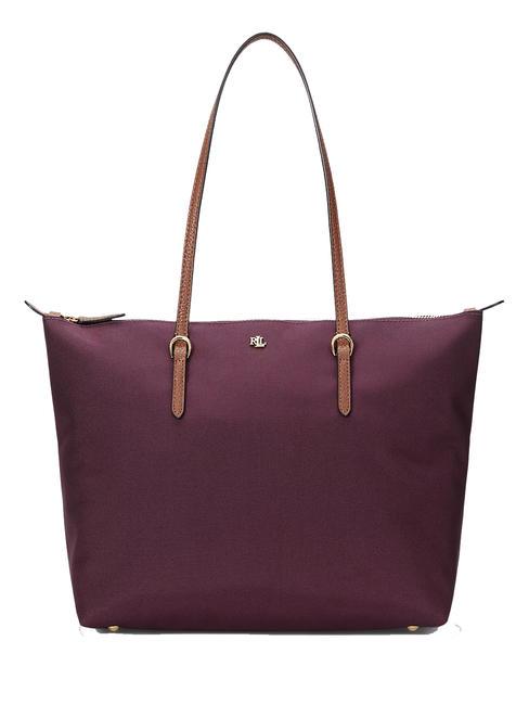 RALPH LAUREN KEATON Borsa shopping media pinot noir/lrn tan - Borse Donna