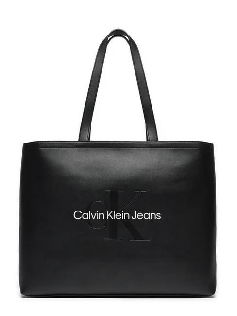 CALVIN KLEIN SCULPTED Tote Borsa a spalla black/neutral - Borse Donna