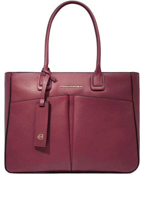 PIQUADRO ASHLEY Borsa porta PC 14", in pelle bordeaux - Cartelle Lavoro