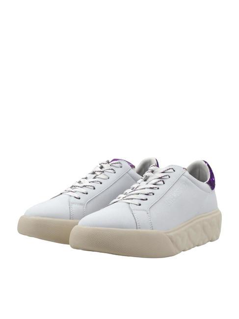 LOVE MOSCHINO HEART 45 Sneakers in pelle bianco/iris - Scarpe Donna