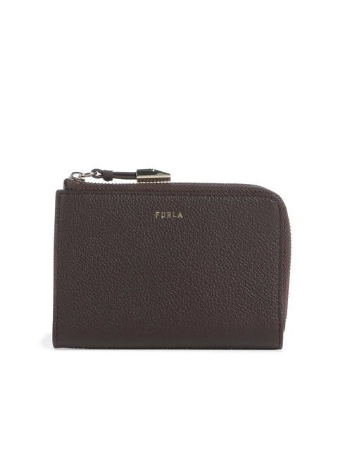 FURLA GOCCIA Portacarte in pelle con zip cioccolato - Portafogli Donna