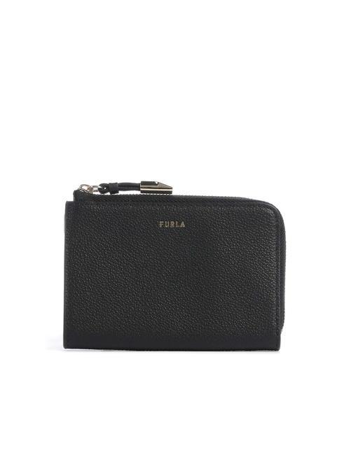 FURLA GOCCIA Portacarte in pelle con zip Nero - Portafogli Donna