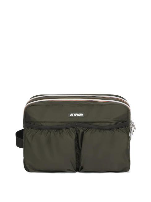 KWAY ALBAS Beauty case doppia zip con tasche green blackish - Beauty Case