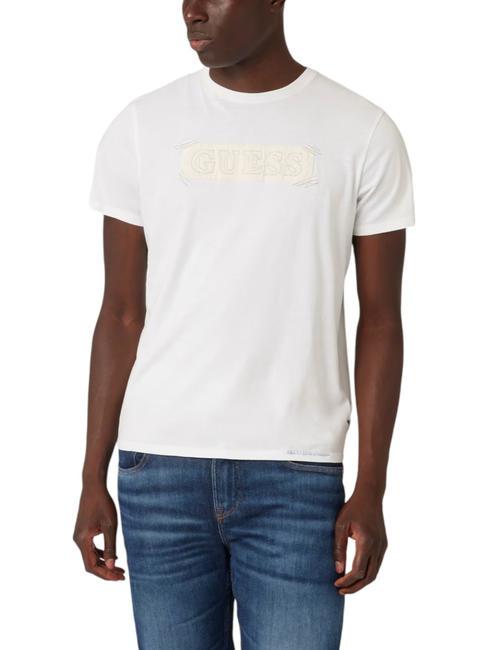 GUESS APPLIQUE T-shirt in cotone purwhite - T-shirt Uomo