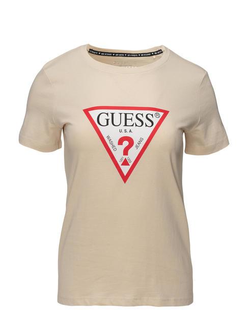 GUESS ORIGINAL LOGO T-shirt triangle pearl oyster - T-shirt e Top Donna