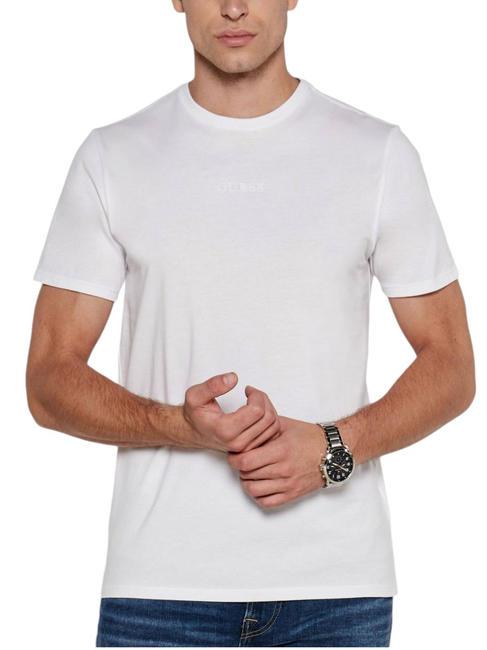 GUESS PIMA T-shirt in cotone logo ricamato purwhite - T-shirt Uomo