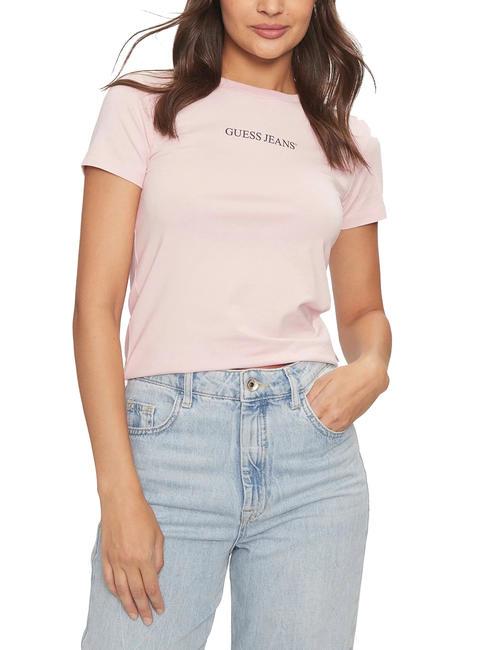 GUESS JEANS SLIM LOGO T-shirt stretch slim fit blush cotton - T-shirt e Top Donna