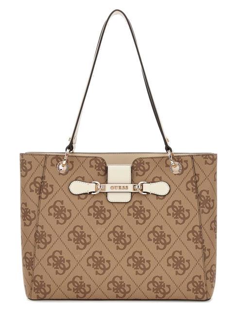 GUESS NOLANA Borsa shopper a spalla latte logo/bone - Borse Donna