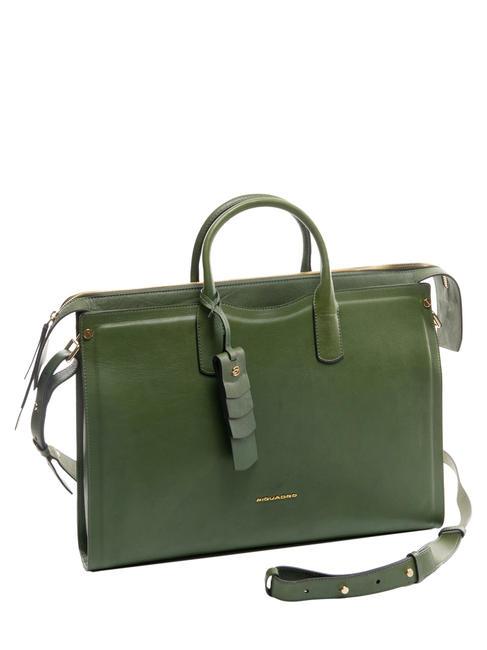 PIQUADRO GEA  Cartella porta PC 15,6" in pelle VERDE - Cartelle Lavoro