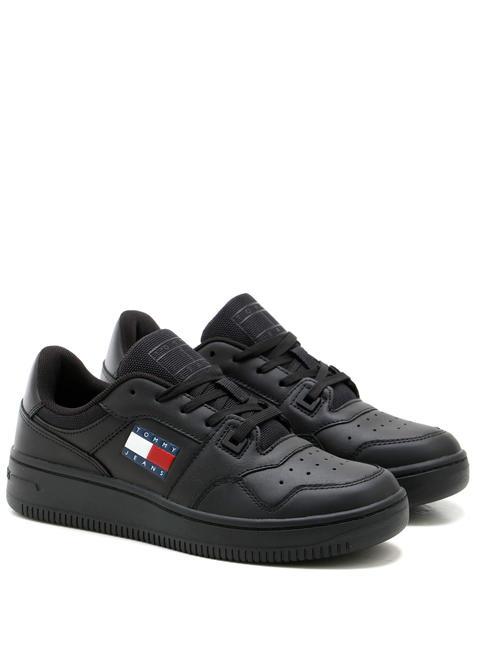 TOMMY HILFIGER TOMMY JEANS Retro Basket Essential Sneakers in pelle NERO - Scarpe Donna