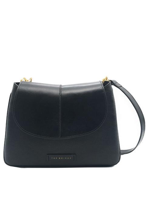 THE BRIDGE ELISABETTA Borsa con flap a spalla in pelle Nero Oro - Borse Donna