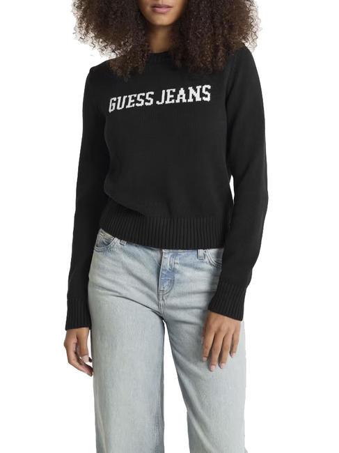 GUESS JEANS INTARSIA  Maglia in cotone jetbla - Maglie Donna