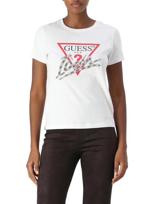 GUESS SS CN ICON  T-Shirt in cotone purwhite - T-shirt e Top Donna