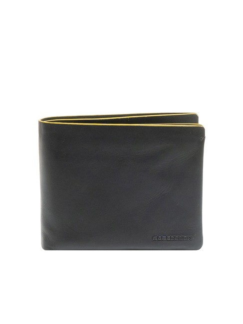 MOMO DESIGN BICOLOR Portafoglio portamonete con flap pelle black/yellow - Portafogli Uomo