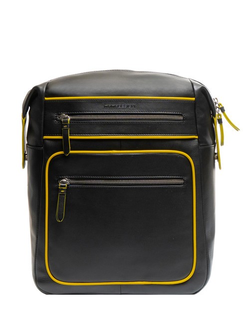 MOMO DESIGN BICOLOR Zaino in pelle porta pc 13" black/yellow - Zaini da lavoro porta PC